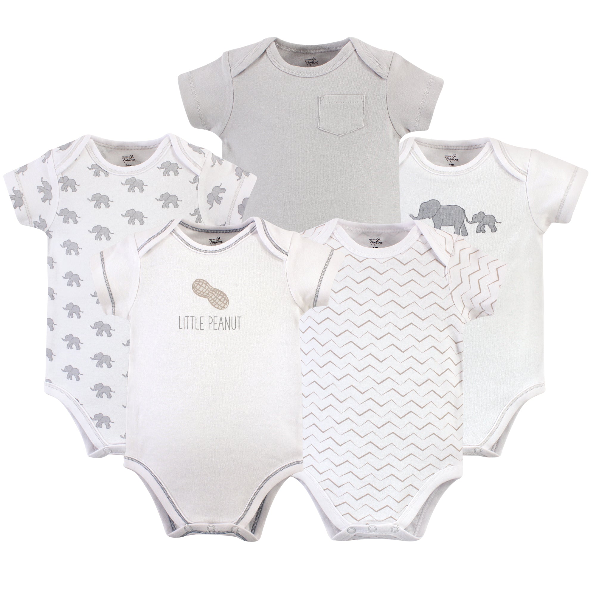 Unisex Organic Essentials Bodysuits, Parading Pachyderms
