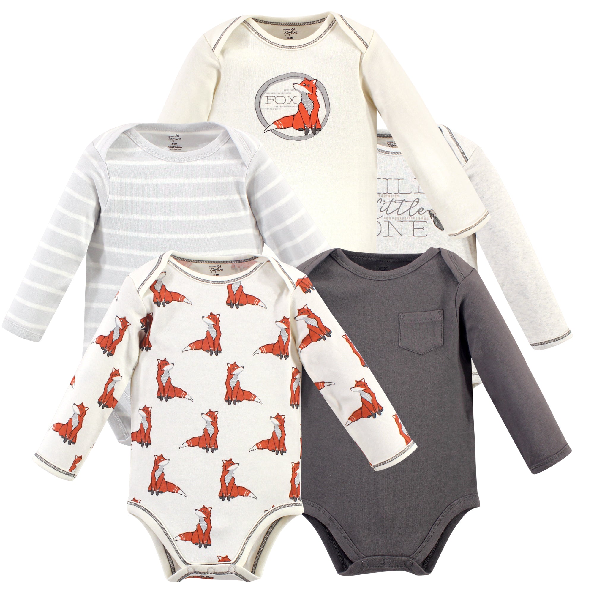 Boys Organic Long Sleeve Bodysuits, Wilderness Rust Fox