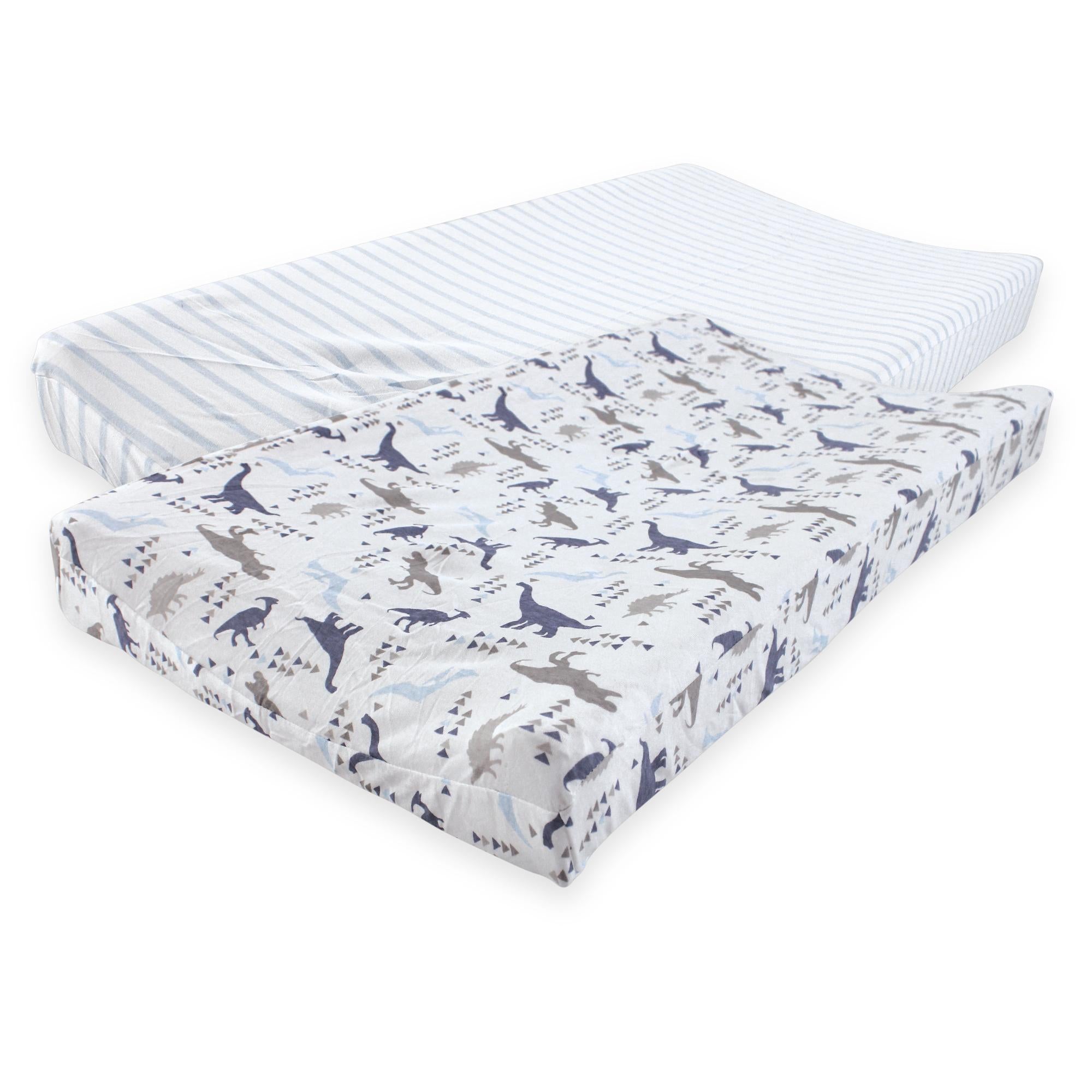 Boys Organic Changing Pad Cover, Prehistoric Teal
