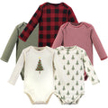Unisex Organic Long Sleeve Bodysuits, Pine Forest Tartan