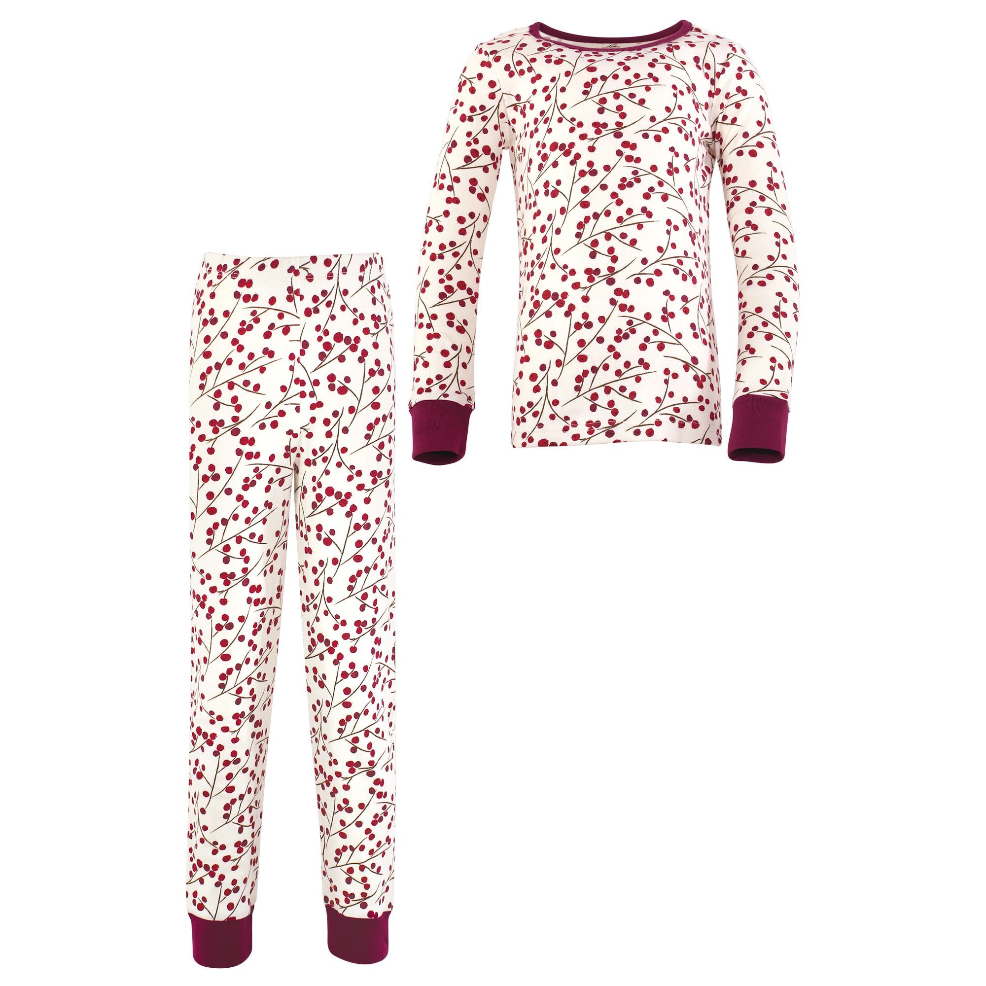 Girls Organic Snug Fit Pajama Set, Crimson Twig