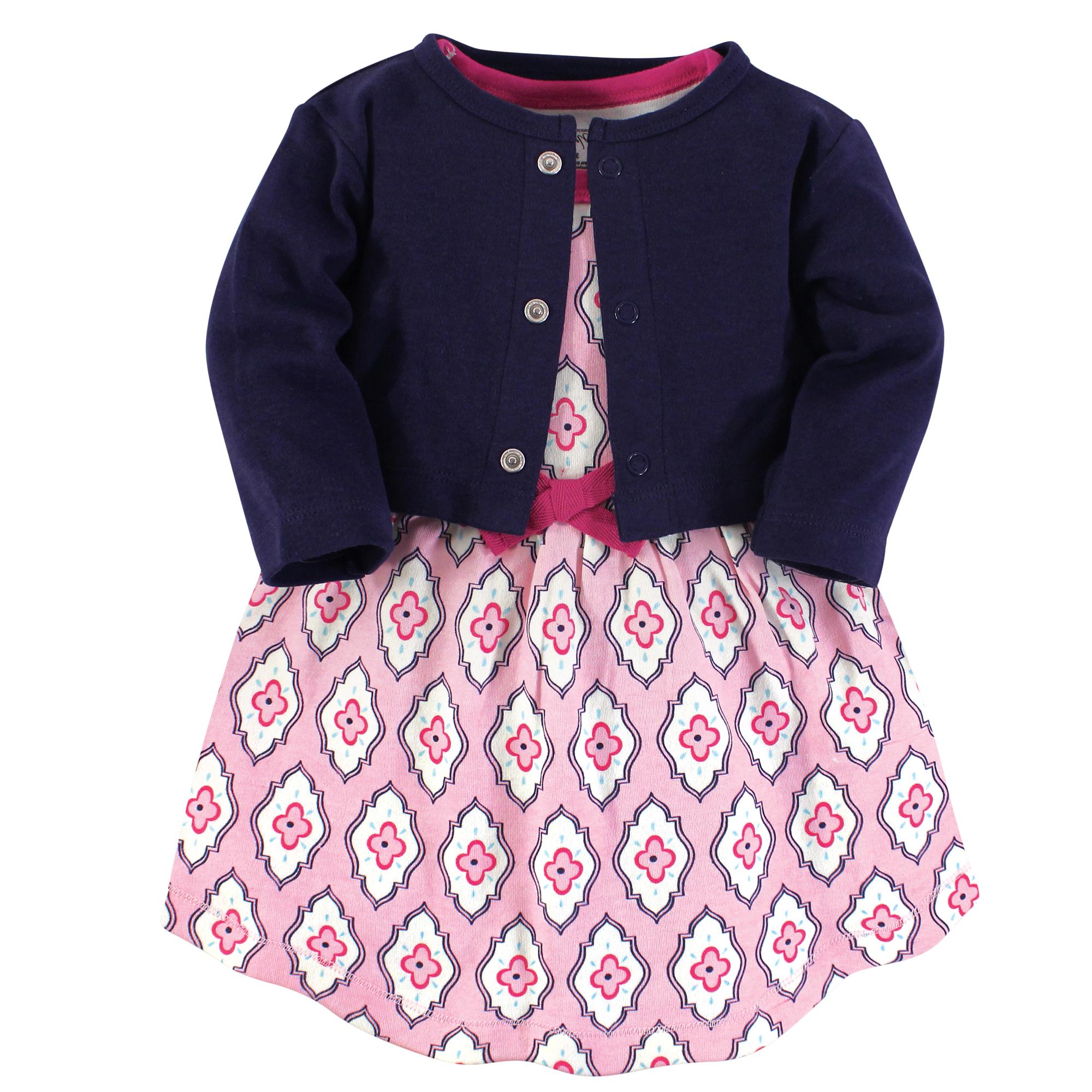 Girls Organic Dress and Cardigan Set, Garden Lattice