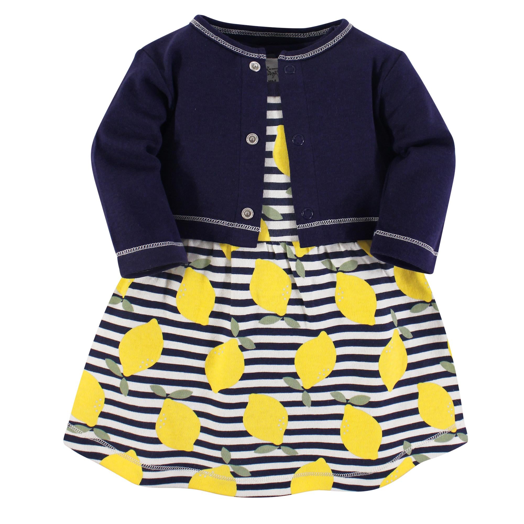 Girls Organic Dress and Cardigan Set, Citrus Zest