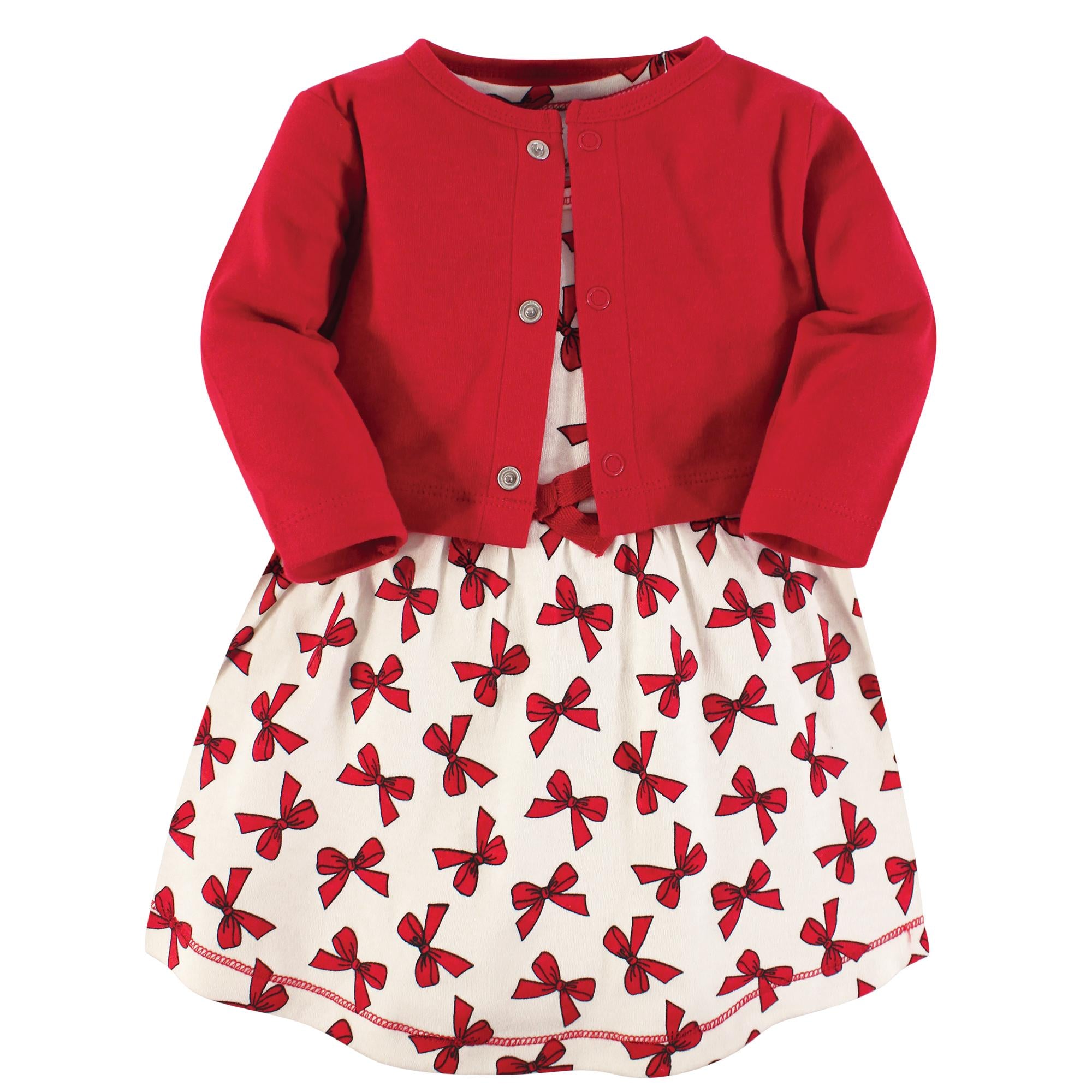 Girls Organic Dress and Cardigan Set, Blush Ribbons