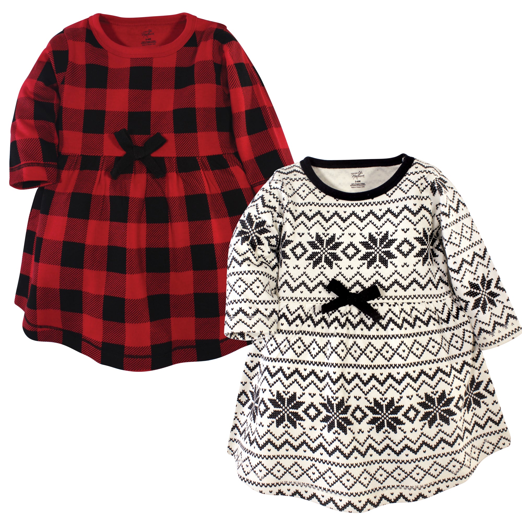 Girls Organic Dresses Set, Rustic Red Check