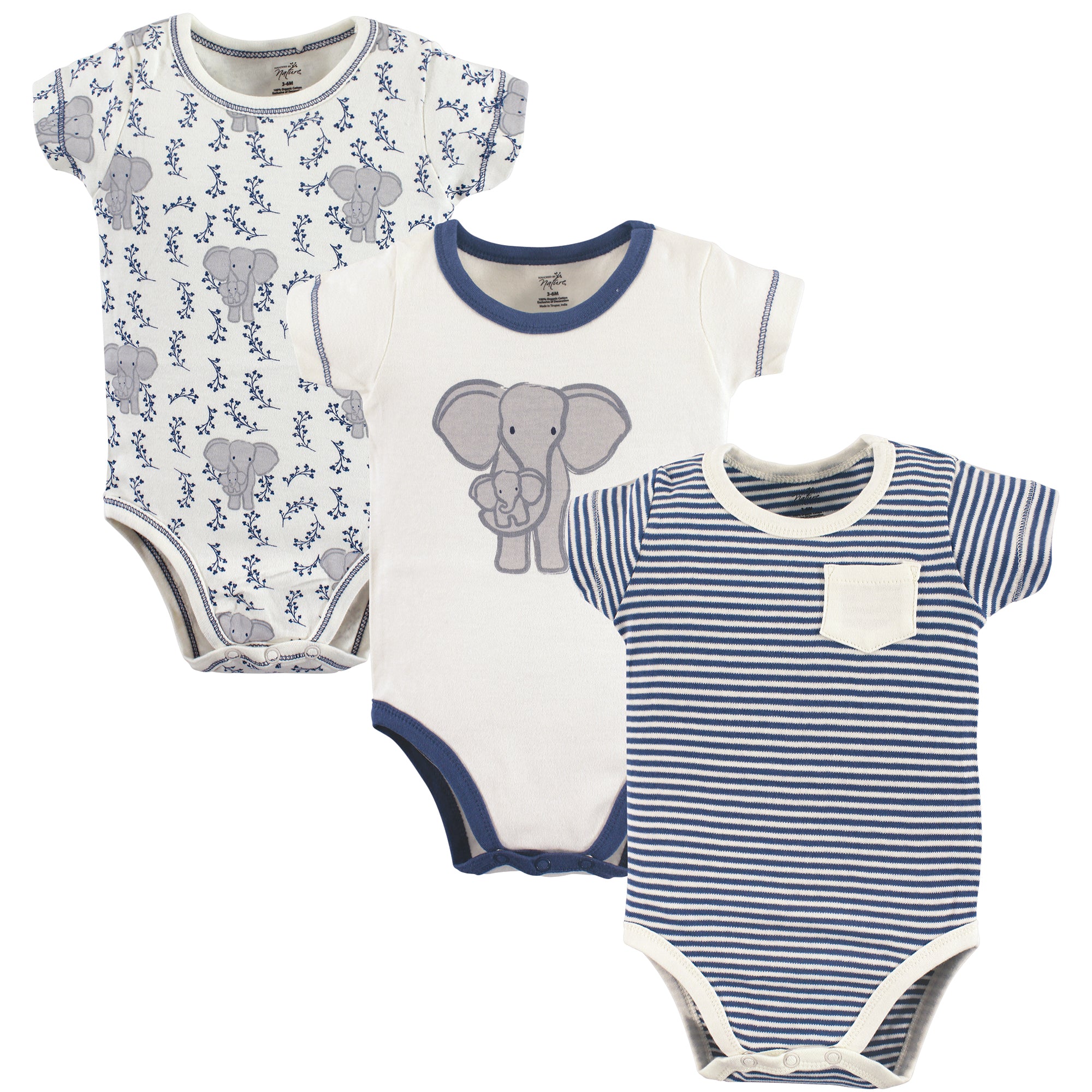 Boys Organic Essentials Bodysuits, Pachyderm Gray