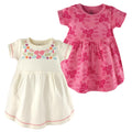 Girls Organic Dresses Set, Rose Petal Boho Bloom