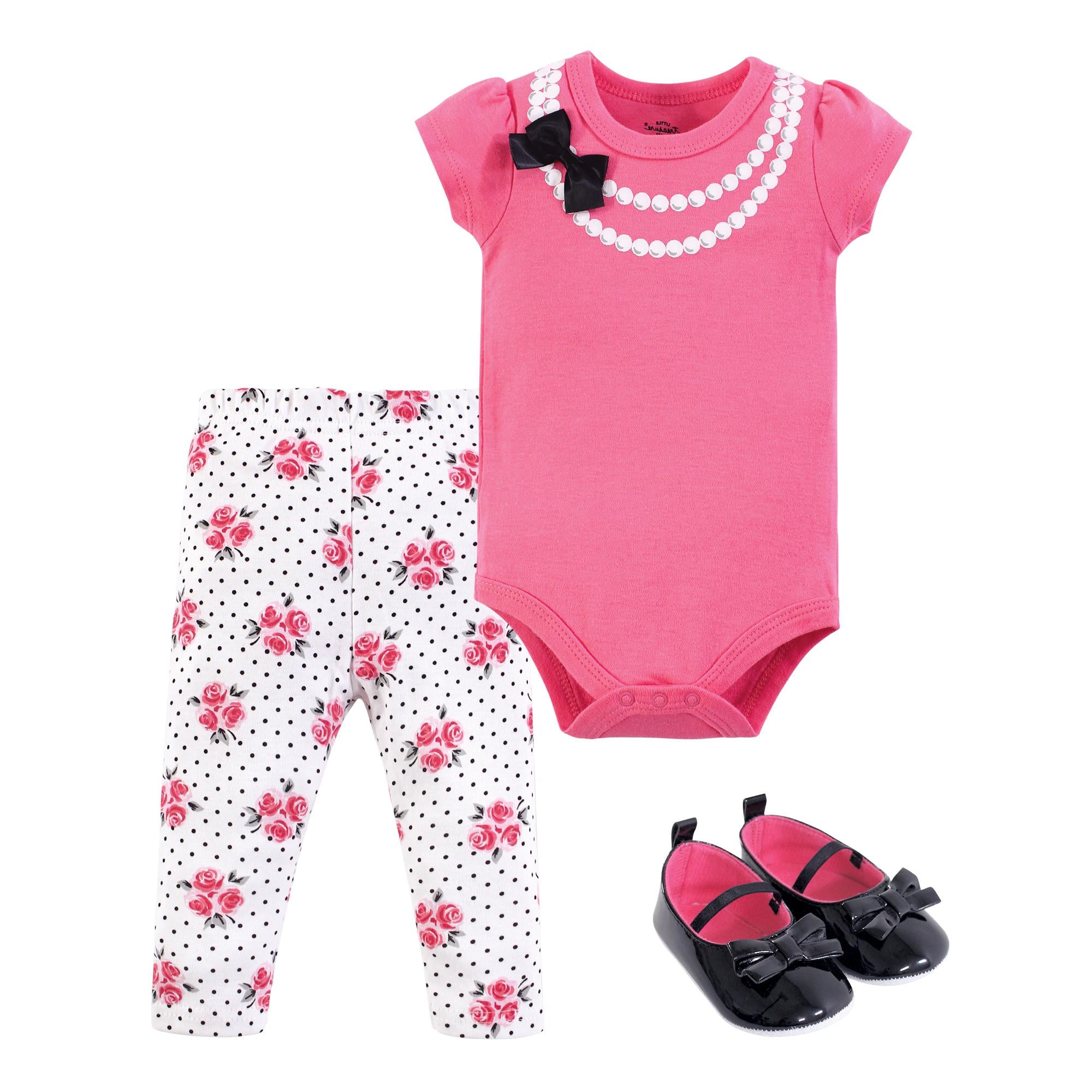 Girls Bodysuit, Pants and Shoes Bundle, Blush Beads