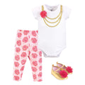 Girls Bodysuit, Pants and Shoes Bundle, Vintage Rose Gold
