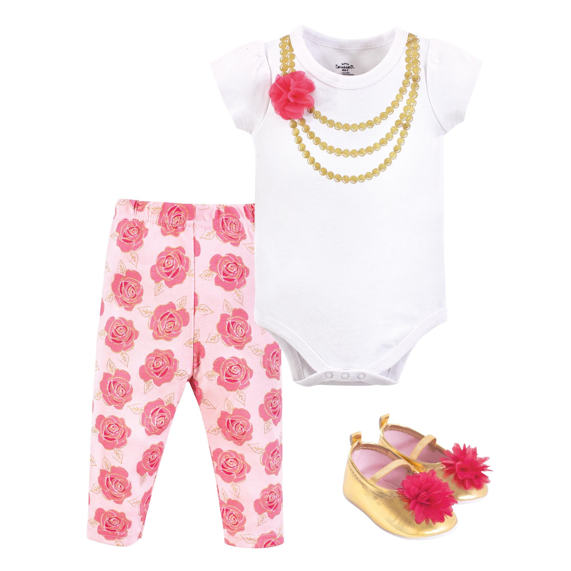 Girls Bodysuit, Pants and Shoes Bundle, Vintage Rose Gold