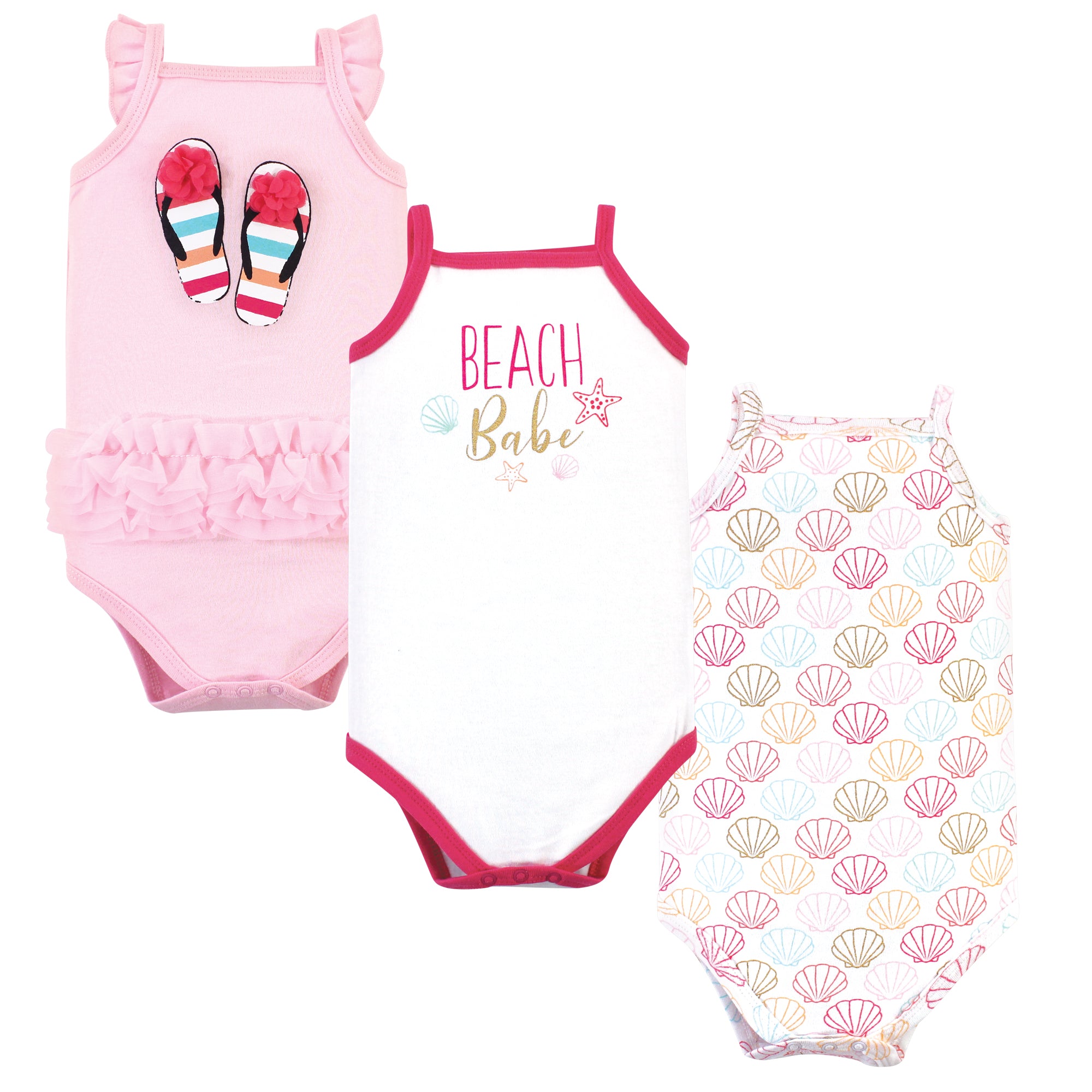 Girls Essentials Bodysuits, Pink Beach Sandals
