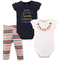 Girls Matching Bodysuit and Pants Bundle, Glittering Jewel