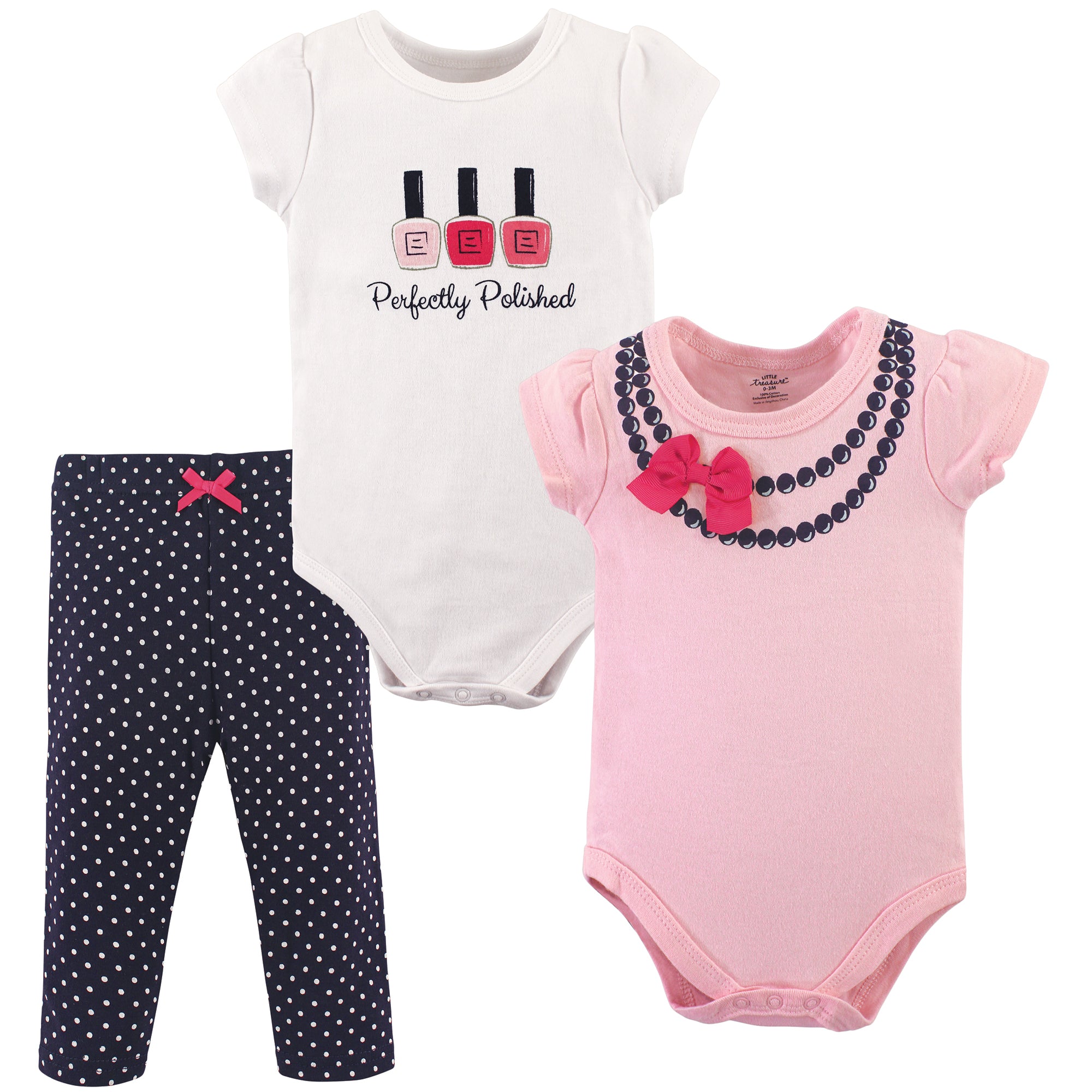 Girls Matching Bodysuit and Pants Bundle, Dainty Ribbon Charm