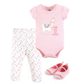 Girls Bodysuit, Pants and Shoes Bundle, Blushing Llama Dreams