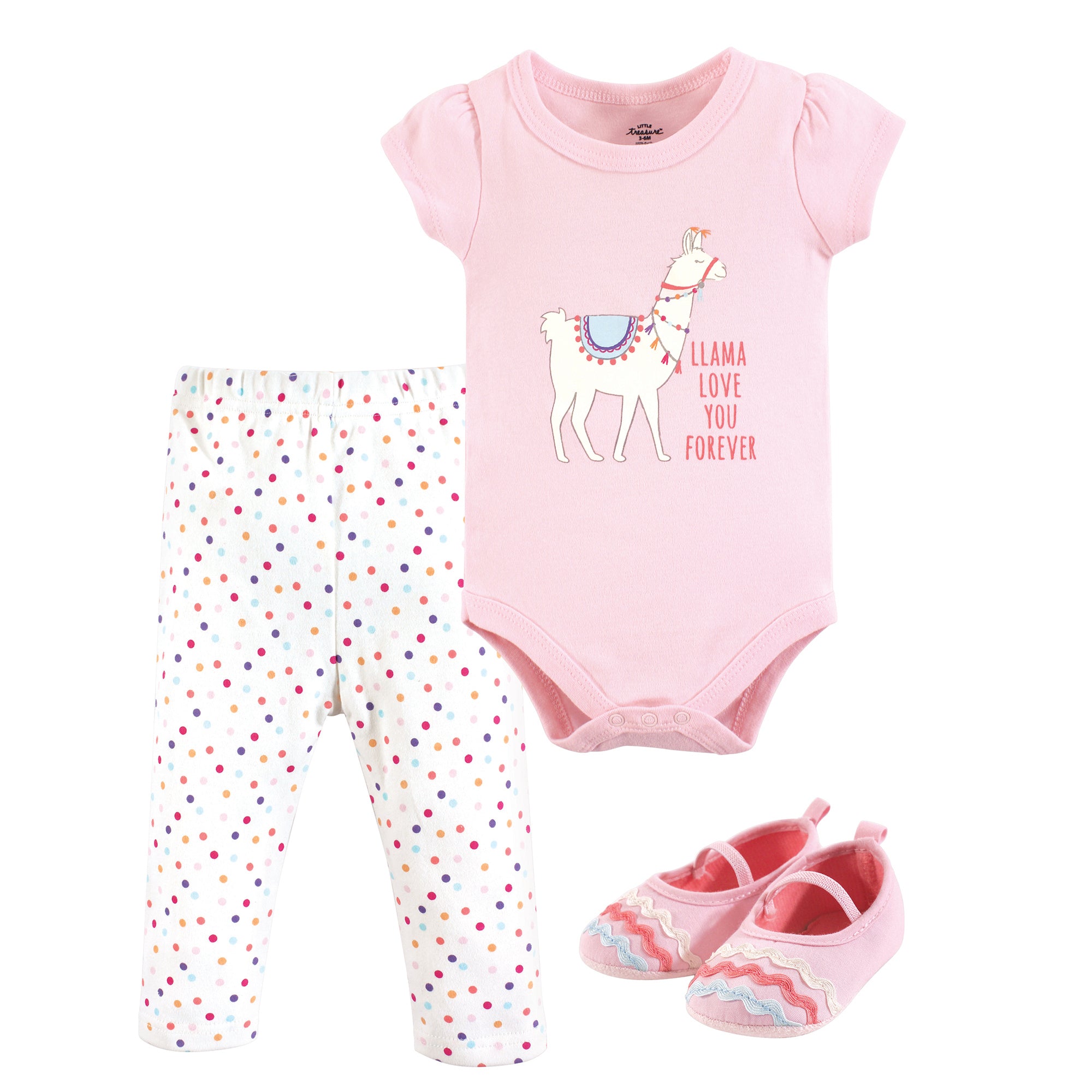 Girls Bodysuit, Pants and Shoes Bundle, Blushing Llama Dreams