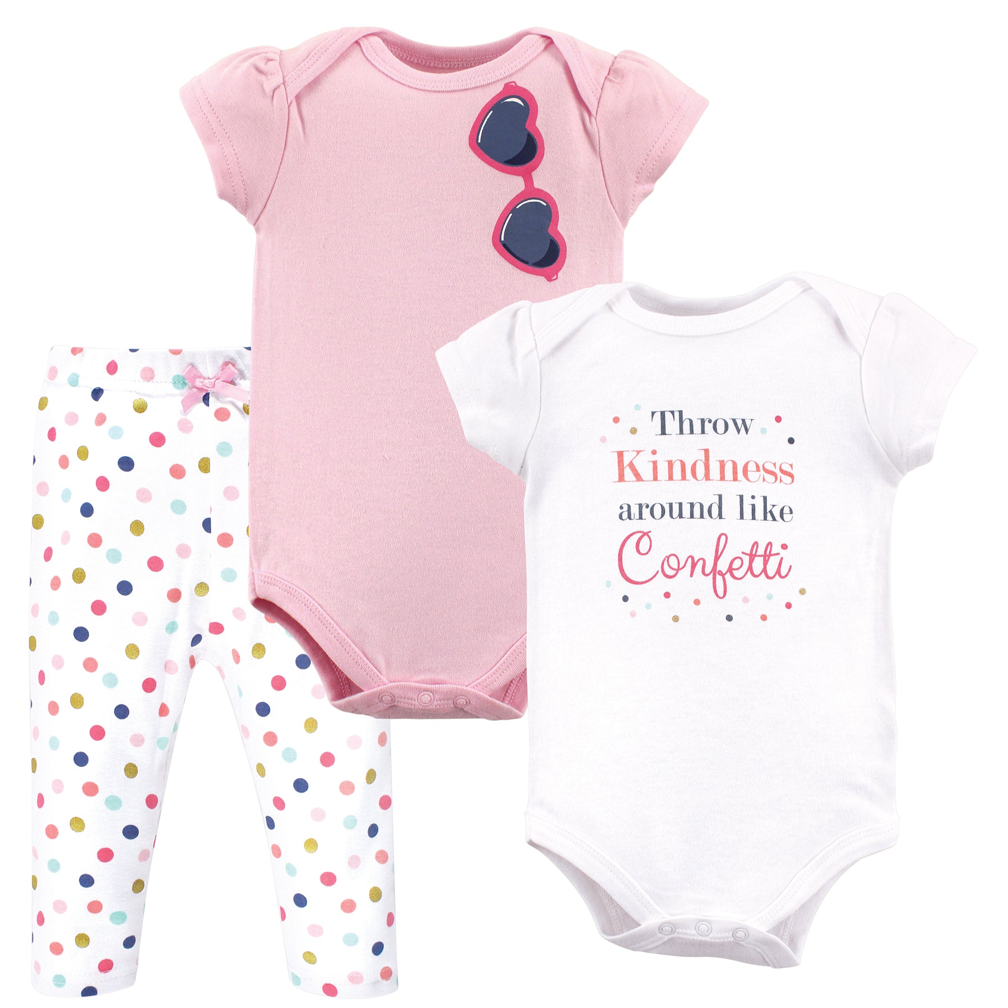 Girls Matching Bodysuit and Pants Bundle, Party Speckles