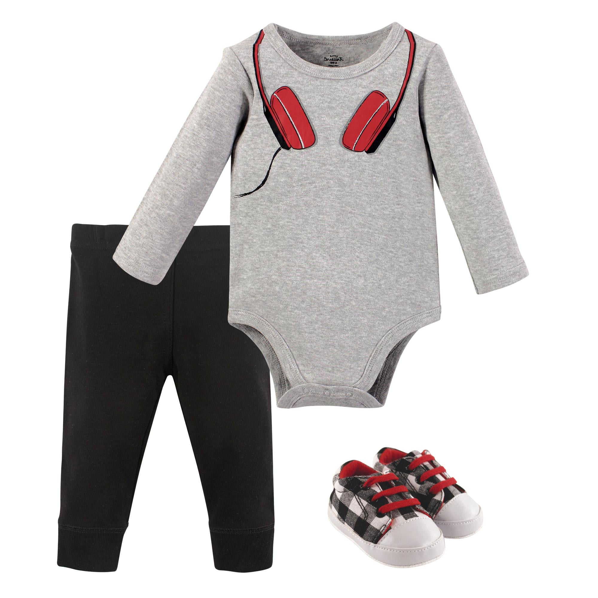Boys Bodysuit, Pants and Shoes Bundle, DJ Beat Gray