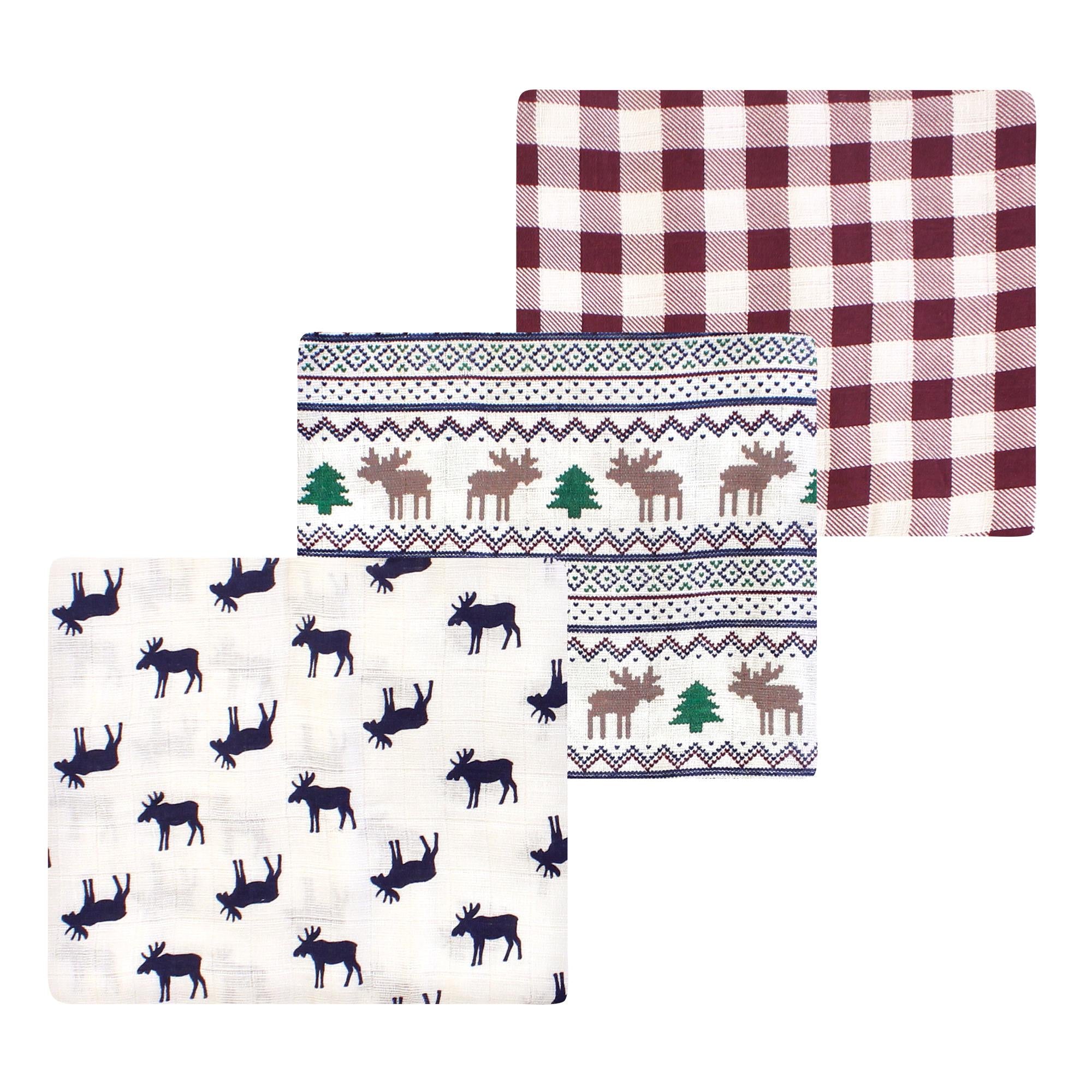 Boys Breathable Muslin Swaddle Blankets, Highland Antler Knit