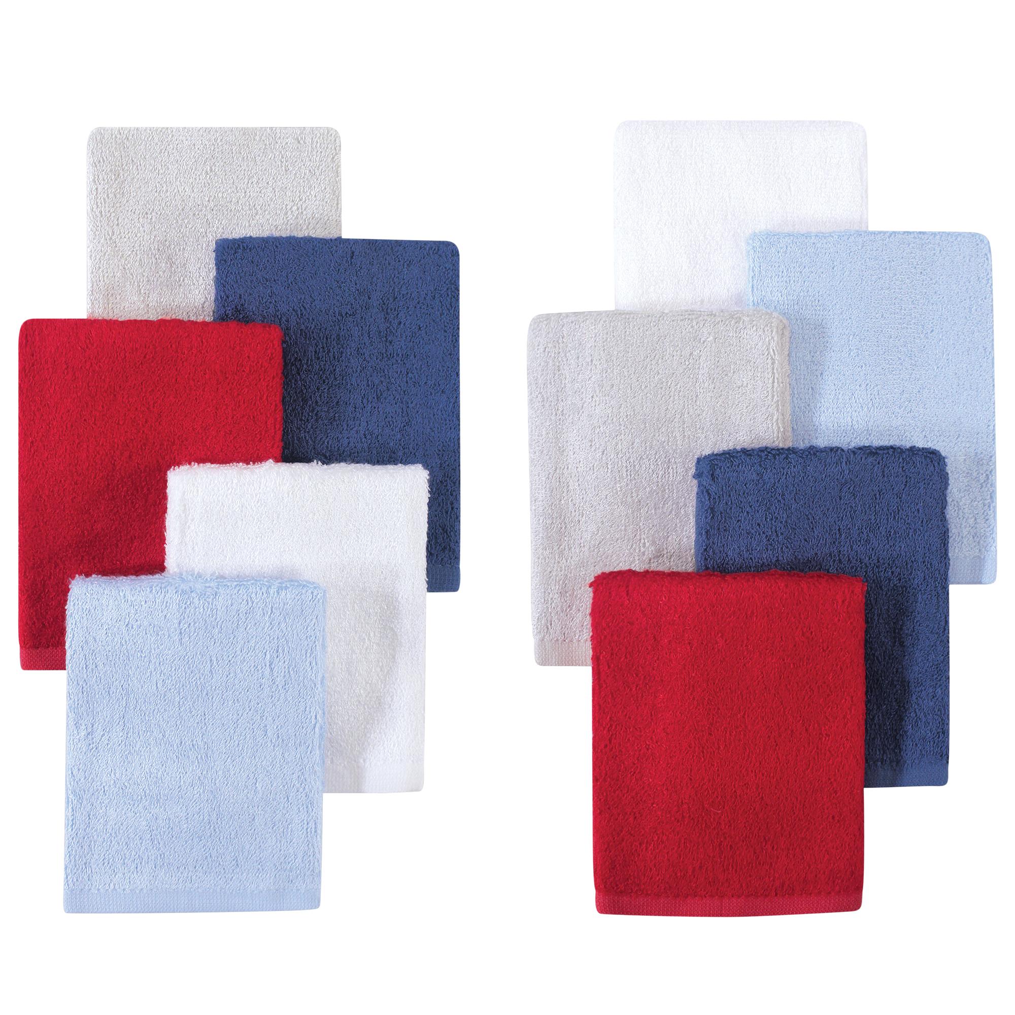 Boys Bamboo Rayon Washcloths, Indigo Crimson 10-Count
