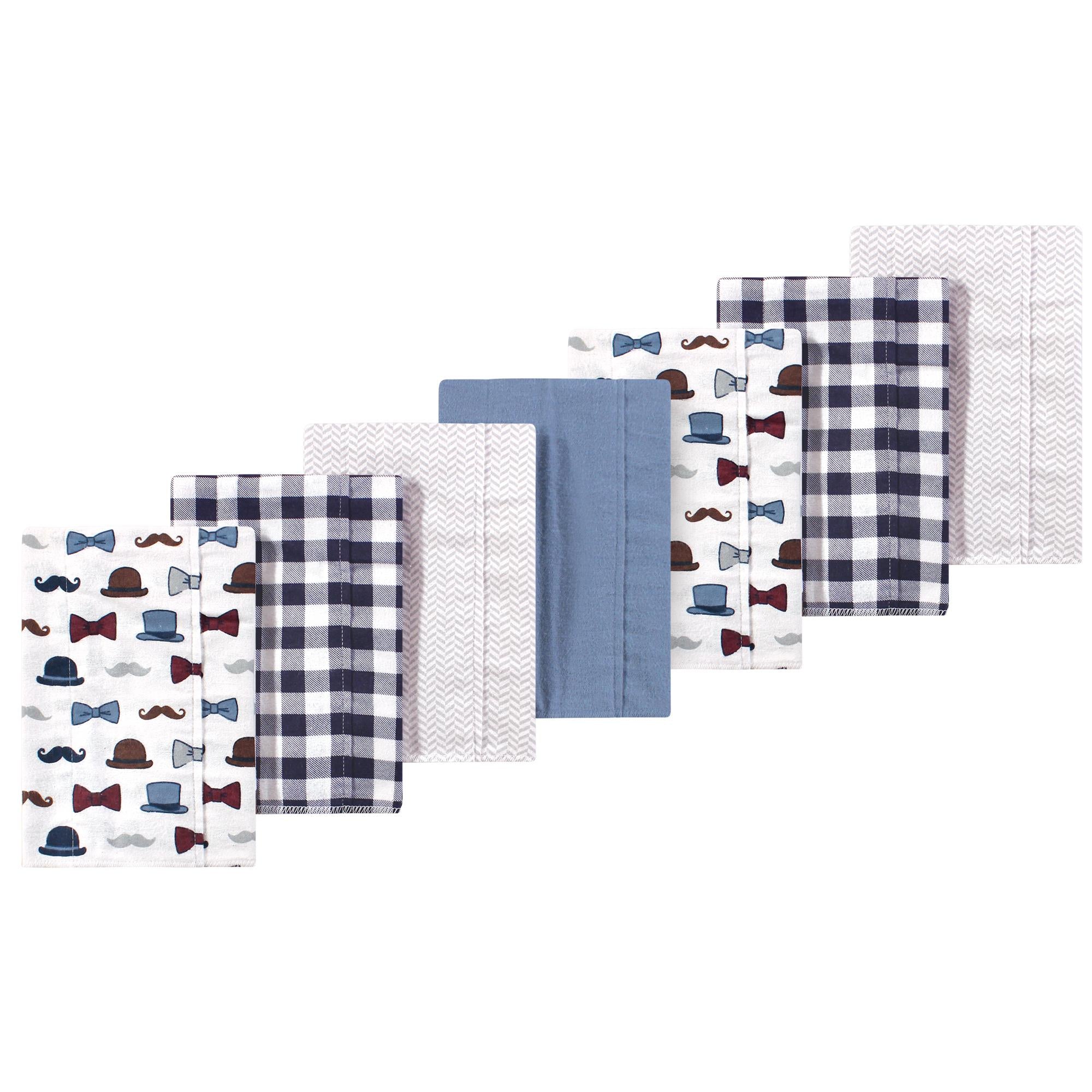 Boys Flannel Burp Cloth Bundle, Dapper Dude Blue