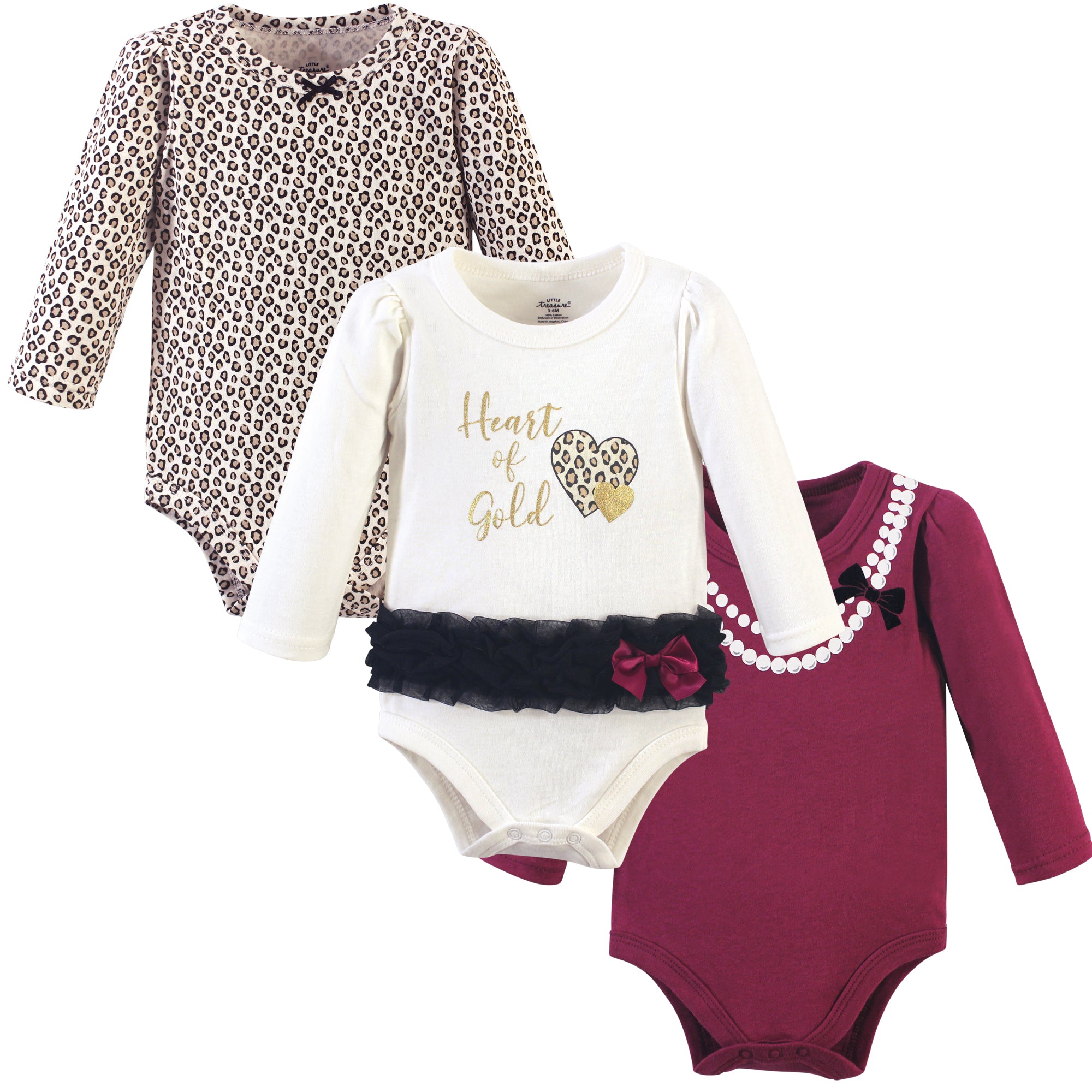 Girls Essentials Bodysuits, Gilded Heart Ivory Trio