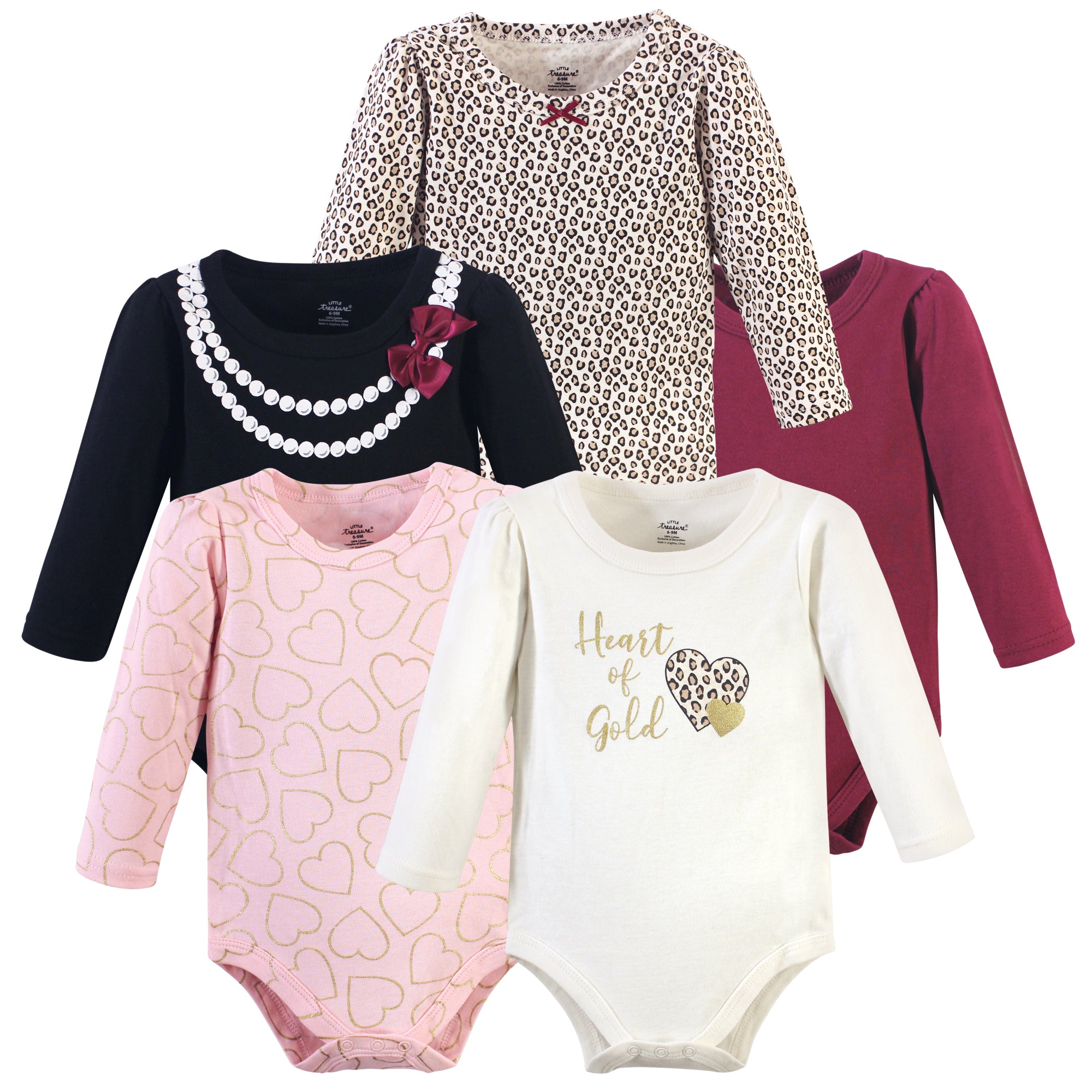 Girls Essentials Bodysuits, Onyx Gilded Heart