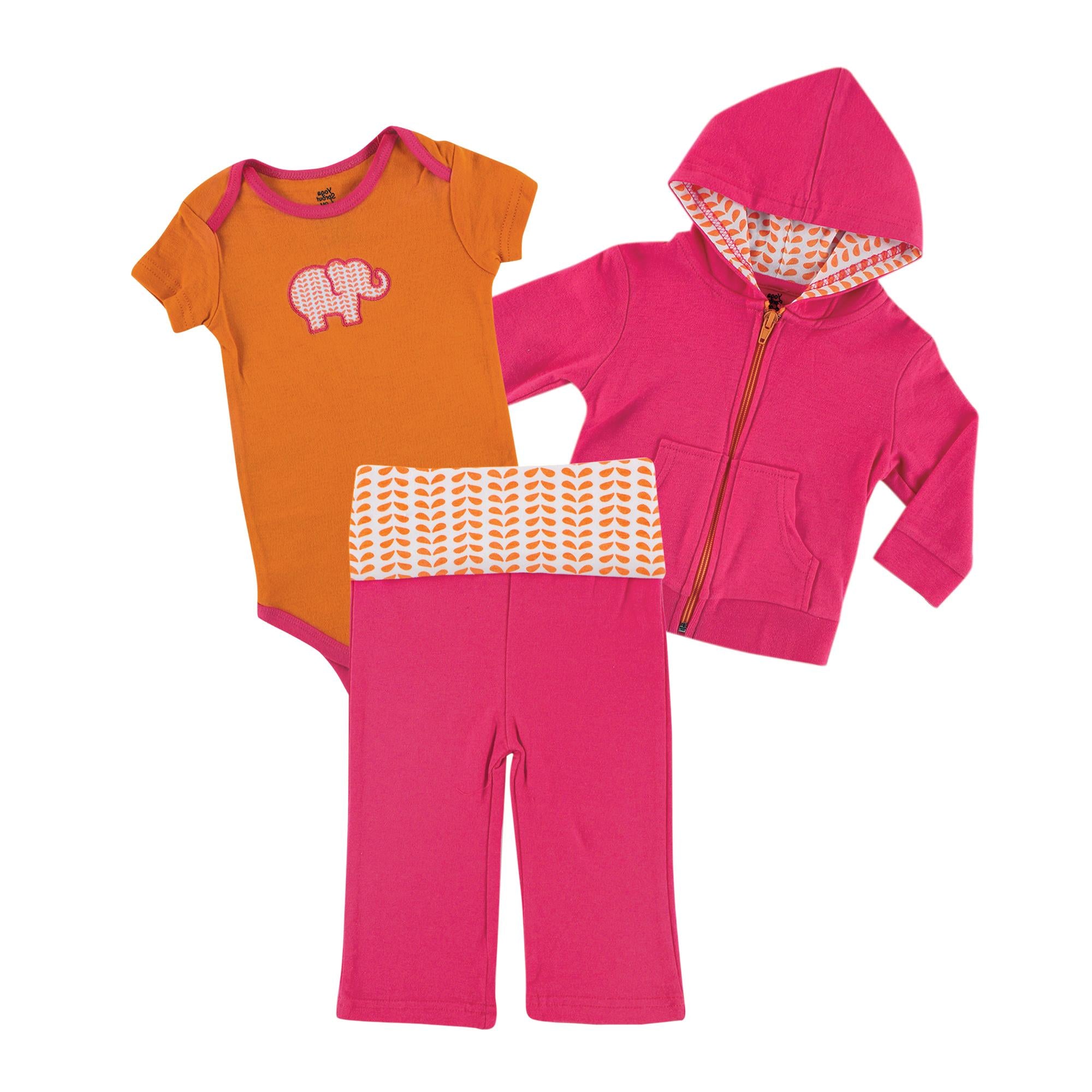 Girls Hoodie, Bodysuit or Top Set, Blush Elephant