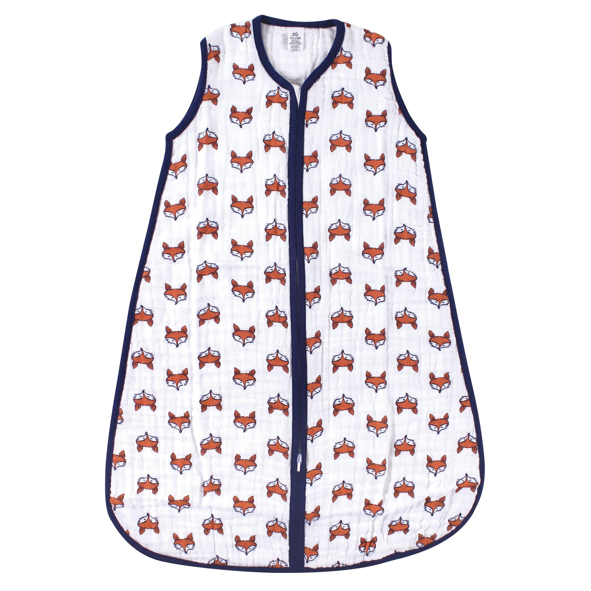 Boys Sleeveless Muslin Sleep Sack, Smart Forest Fox