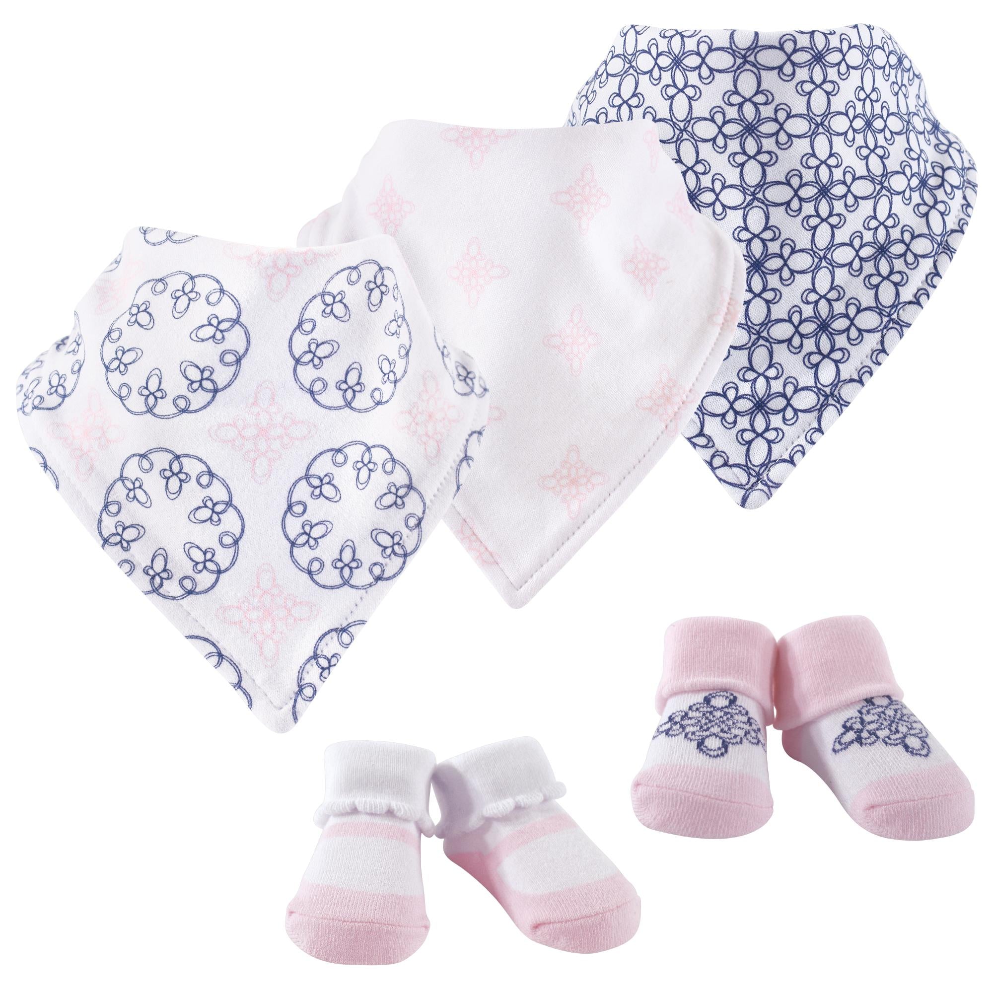 Girls Matching Bibs and Socks Set, Playful Dreamland