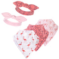 Girls Matching Headbands and Bandana Bibs, Tropical Coral