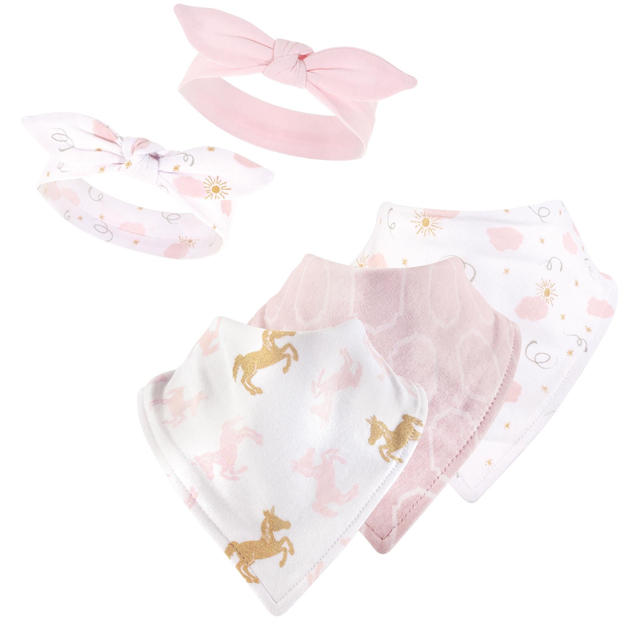 Girls Matching Headbands and Bandana Bibs, Mystic Pastel